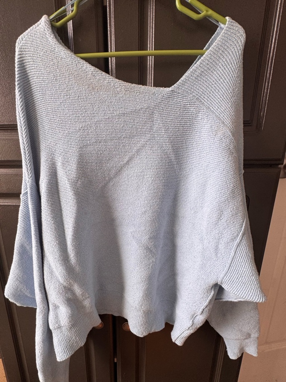 Free People Pale Blue Off-the-Shoulder Knit Sweater